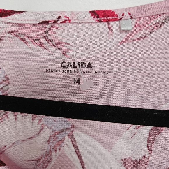 Calida Tulip Floral Pink 3/4 Sleeve Dress Sz M Coastal Midi Free Flow Dress - Picture 4 of 12